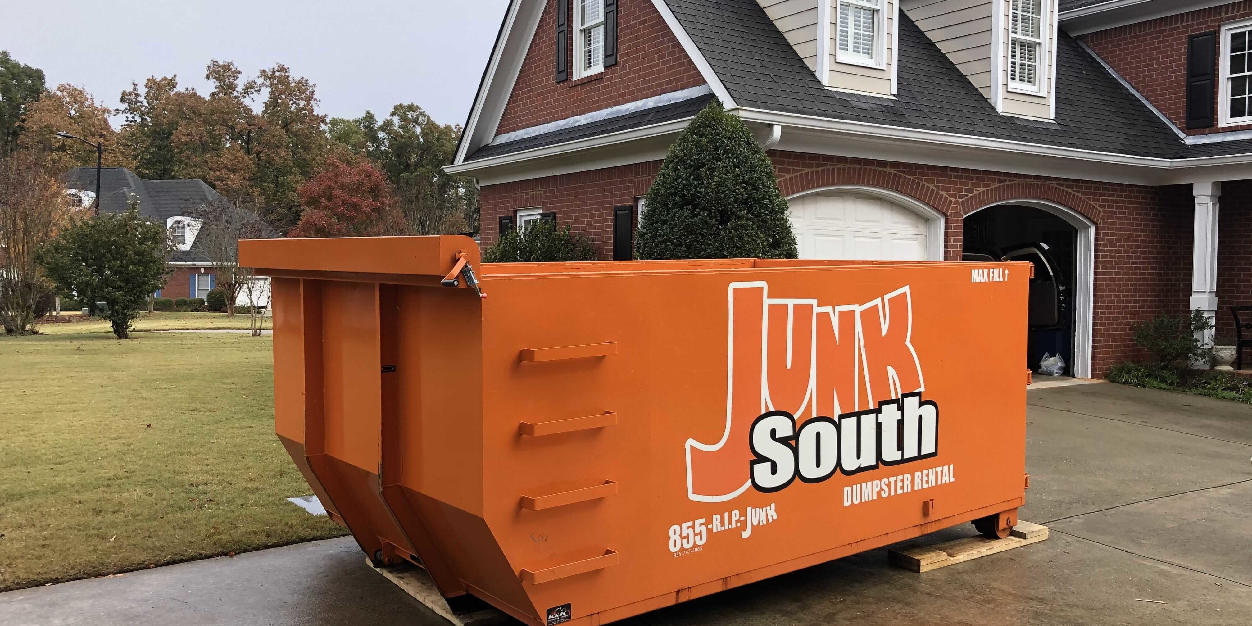 Junk South R.I.P. Roll Off Dumpster in customer's driveway - Athens, GA